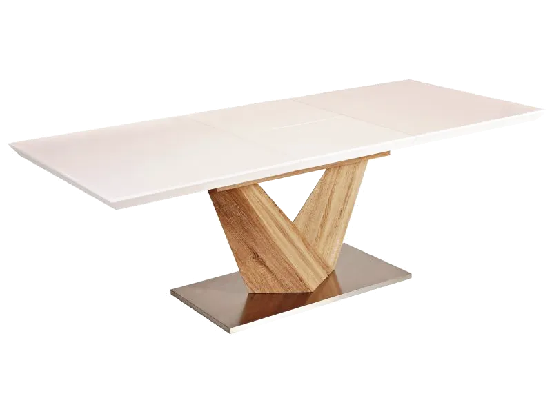 biały stół na jednej nodze